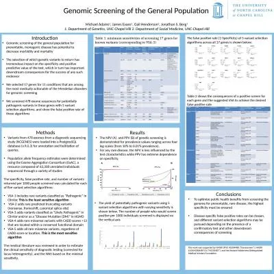 Genomic Screening of the General Population