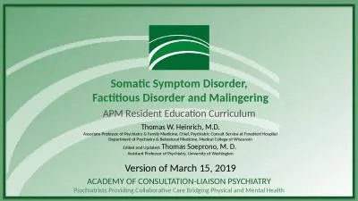 Somatic Symptom Disorder,