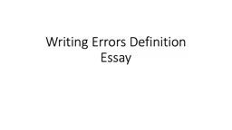 Writing Errors Definition Essay