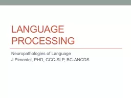 Language processing Neuropathologies of Language