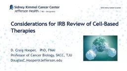 Considerations for IRB Review of Cell-Based Therapies