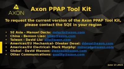 June 17,2021 Axon PPAP Tool Kit