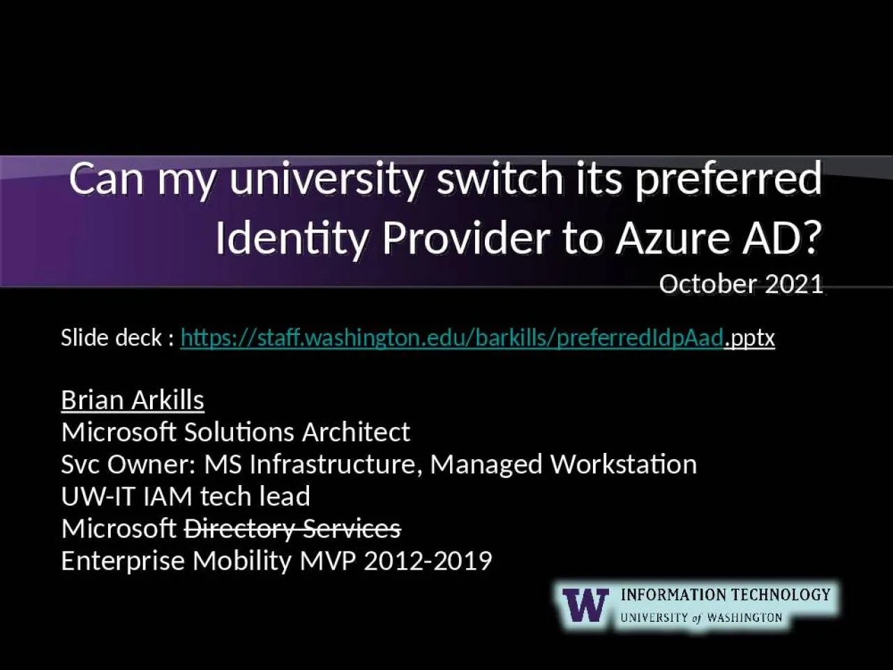 PPT-Can my university switch its preferred Identity Provider to Azure AD?