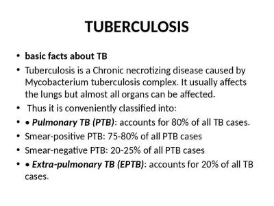 TUBERCULOSIS basic facts about TB