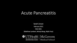 Acute Pancreatitis Sarah