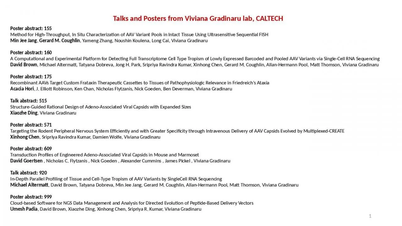 PPT-1 Talks and Posters from Viviana Gradinaru lab, CALTECH