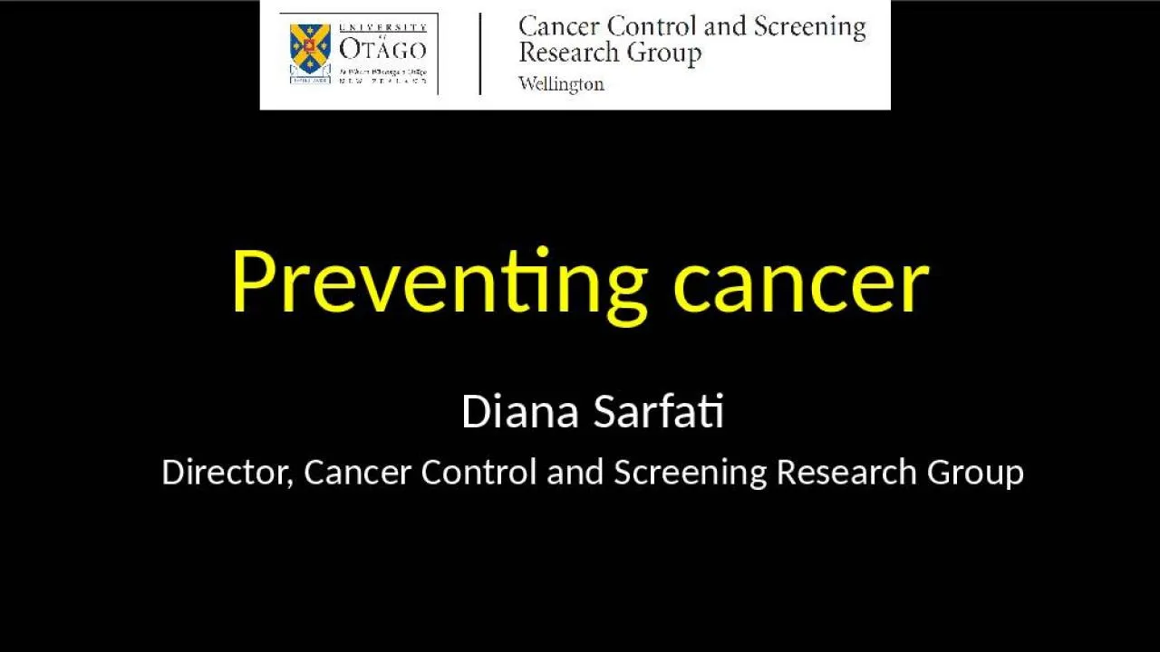 PPT-Preventing cancer Diana Sarfati