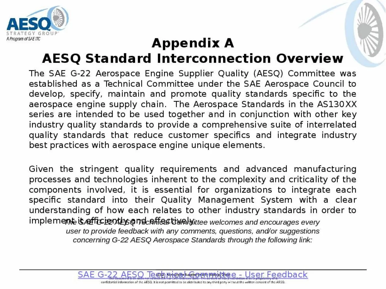 PPT-The SAE G-22 Aerospace Engine Supplier Quality (AESQ) Committee was established as a Technical