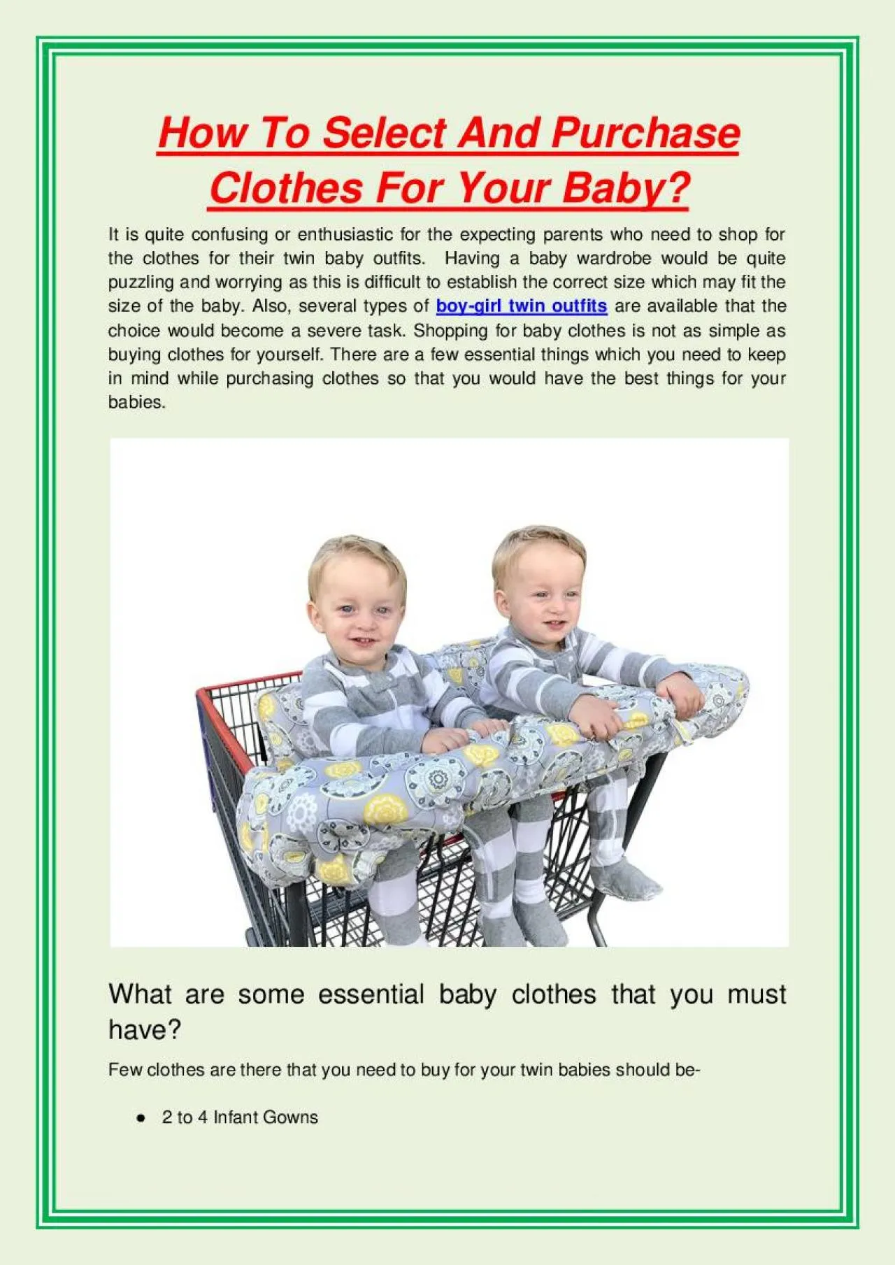 PDF-How To Select And Purchase Clothes For Your Baby?