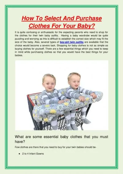 How To Select And Purchase Clothes For Your Baby?