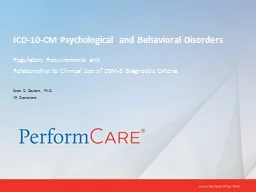 ICD-10-CM Psychological and Behavioral Disorders