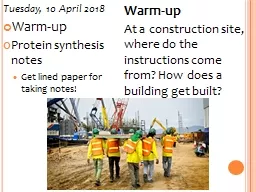 Tuesday, 10 April 2018 Warm-up