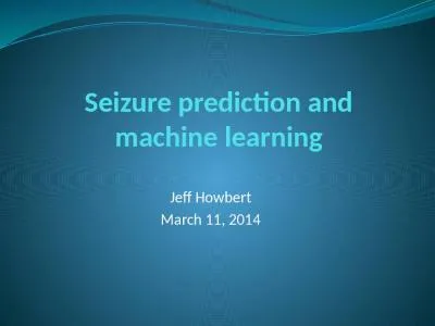 Seizure prediction and machine learning