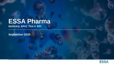 ESSA Pharma NASDAQ: EPIX; TSX-V: EPI