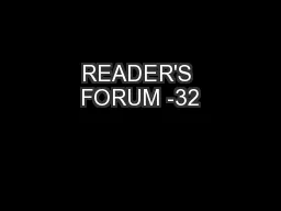 READER'S FORUM -32