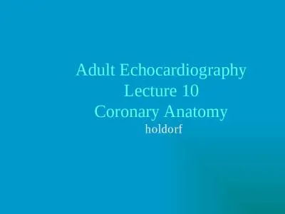 Adult Echocardiography Lecture 10