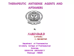 THERAPEUTIC ANTISENSE AGENTS AND APTAMERS