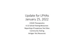 Update for LPHAs January 25, 2022