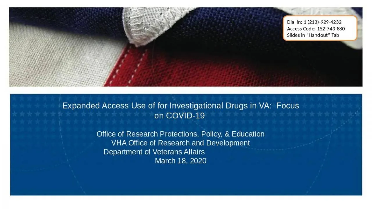 PPT-Expanded Access Use of for Investigational Drugs in VA: Focus on COVID-19