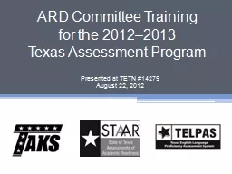 PPT-ARD Committee Training for the 2012–2013