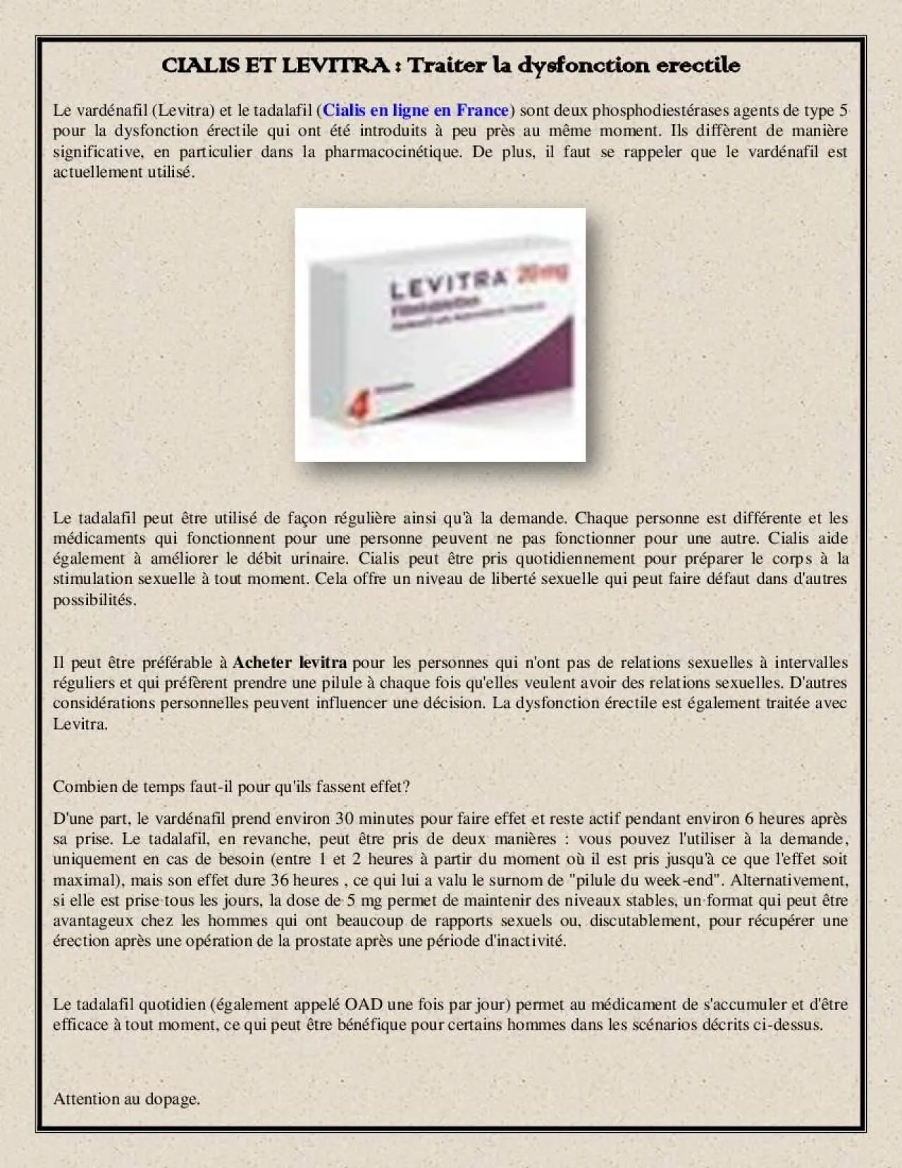 PDF-CIALIS ET LEVITRA : Traiter la dysfonction érectile