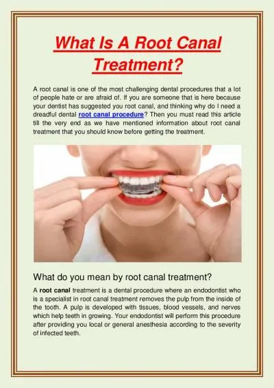 What Is A Root Canal Treatment?