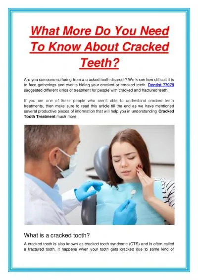 What More Do You Need To Know About Cracked Teeth?