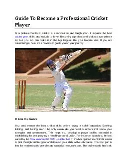 Guide To Become a Professional Cricket Player