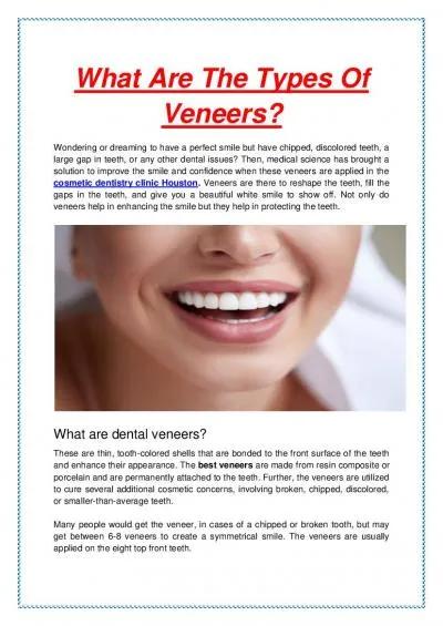 What Are The Types Of Veneers?