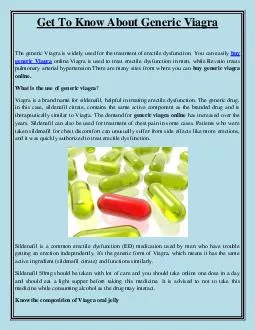 Get To Know About Generic Viagra