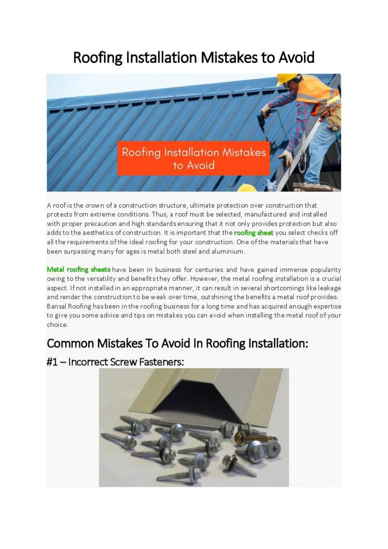 PDF-Roofing Installation Mistakes to Avoid - Bansal Roofing Products Limited