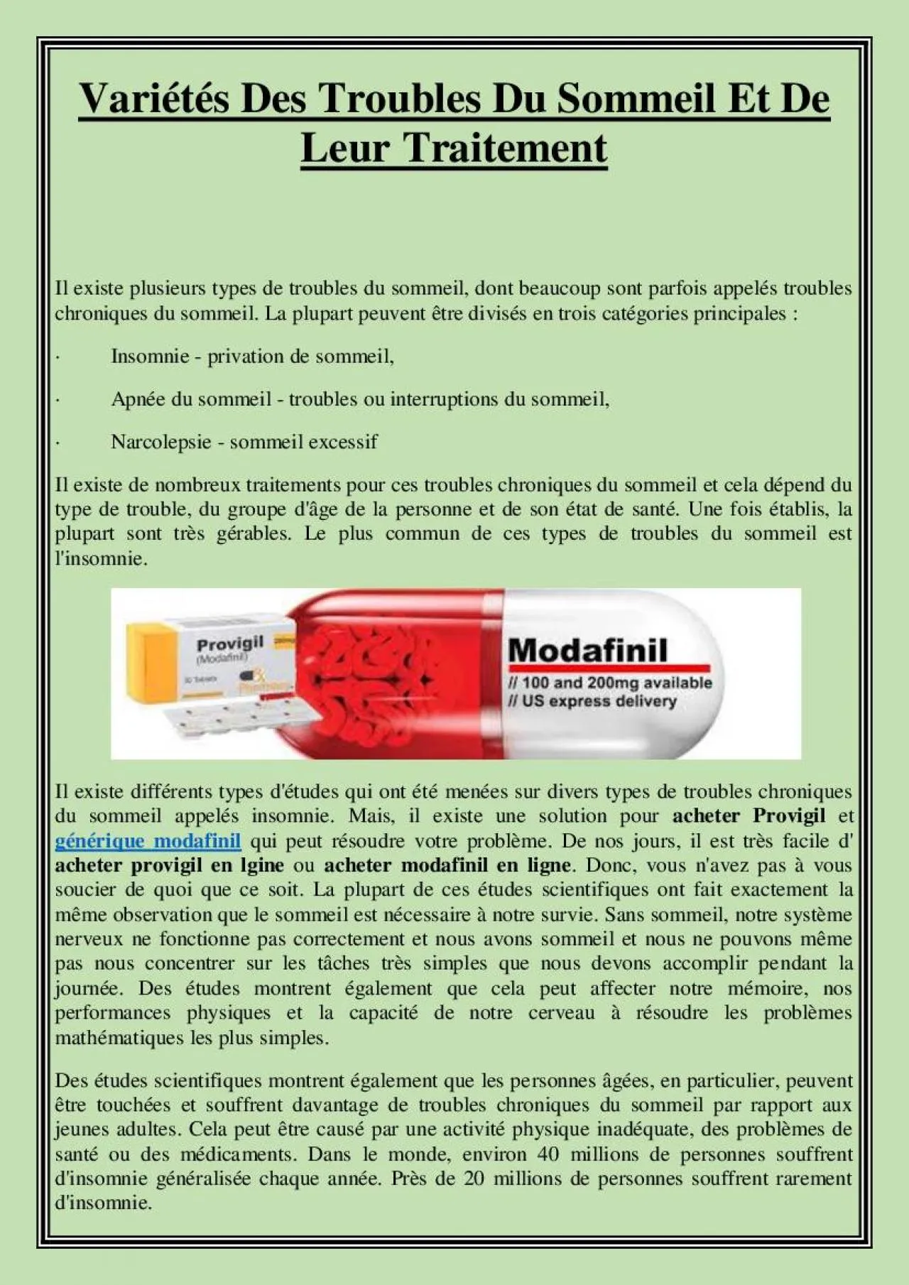 PDF-Variétés Des Troubles Du Sommeil Et De Leur Traitement