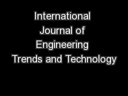 International Journal of Engineering Trends and Technology