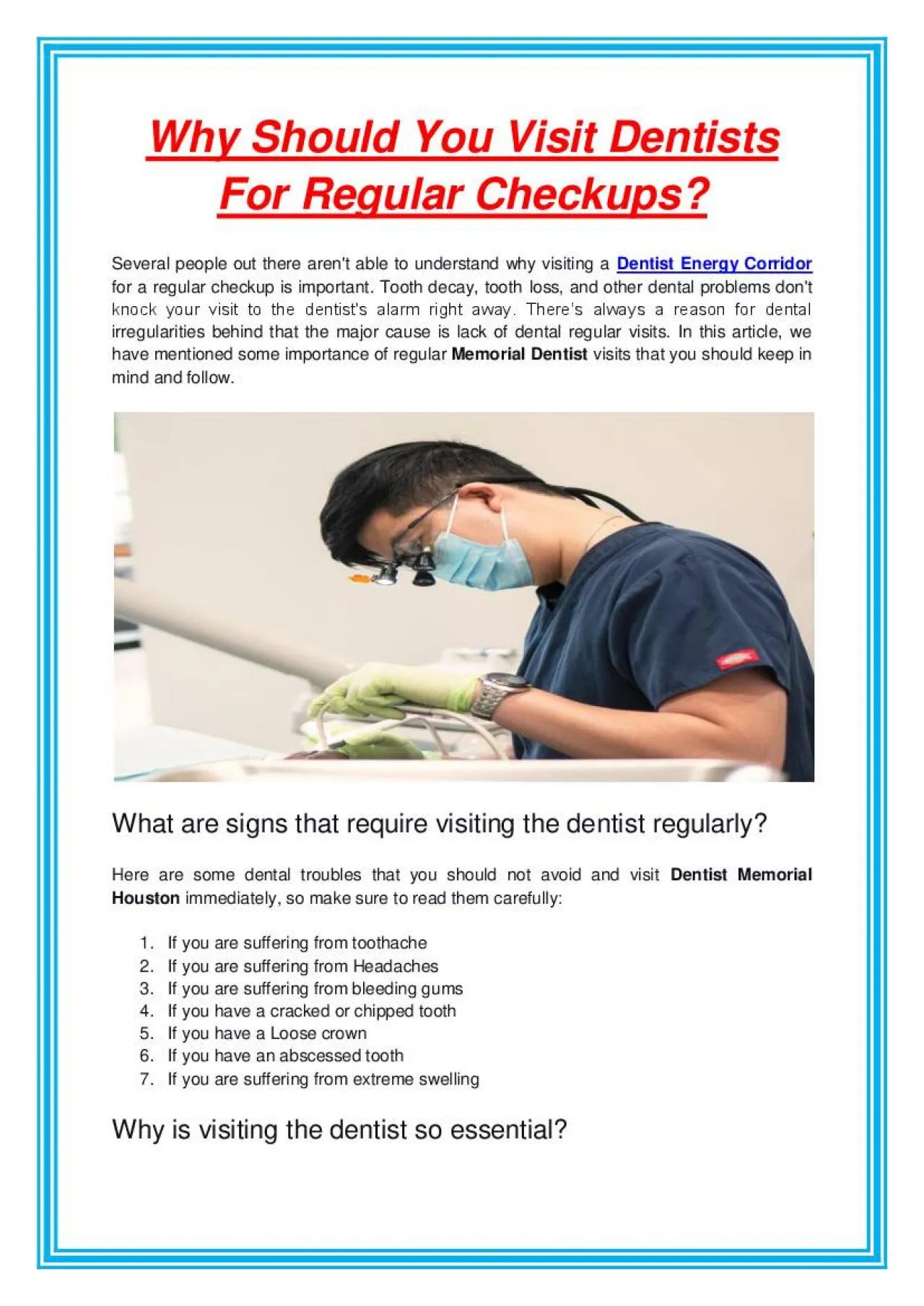 PDF-Why Should You Visit Dentists For Regular Checkups?