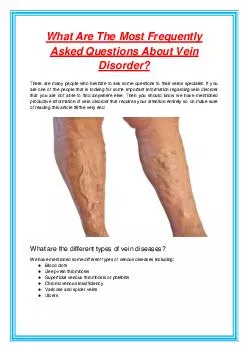 What Are The Most Frequently Asked Questions About Vein Disorder?