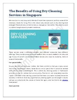 The Benefits of Using Dry Cleaning Services in Singapore