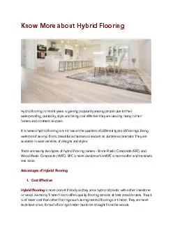 Know More about Hybrid Flooring