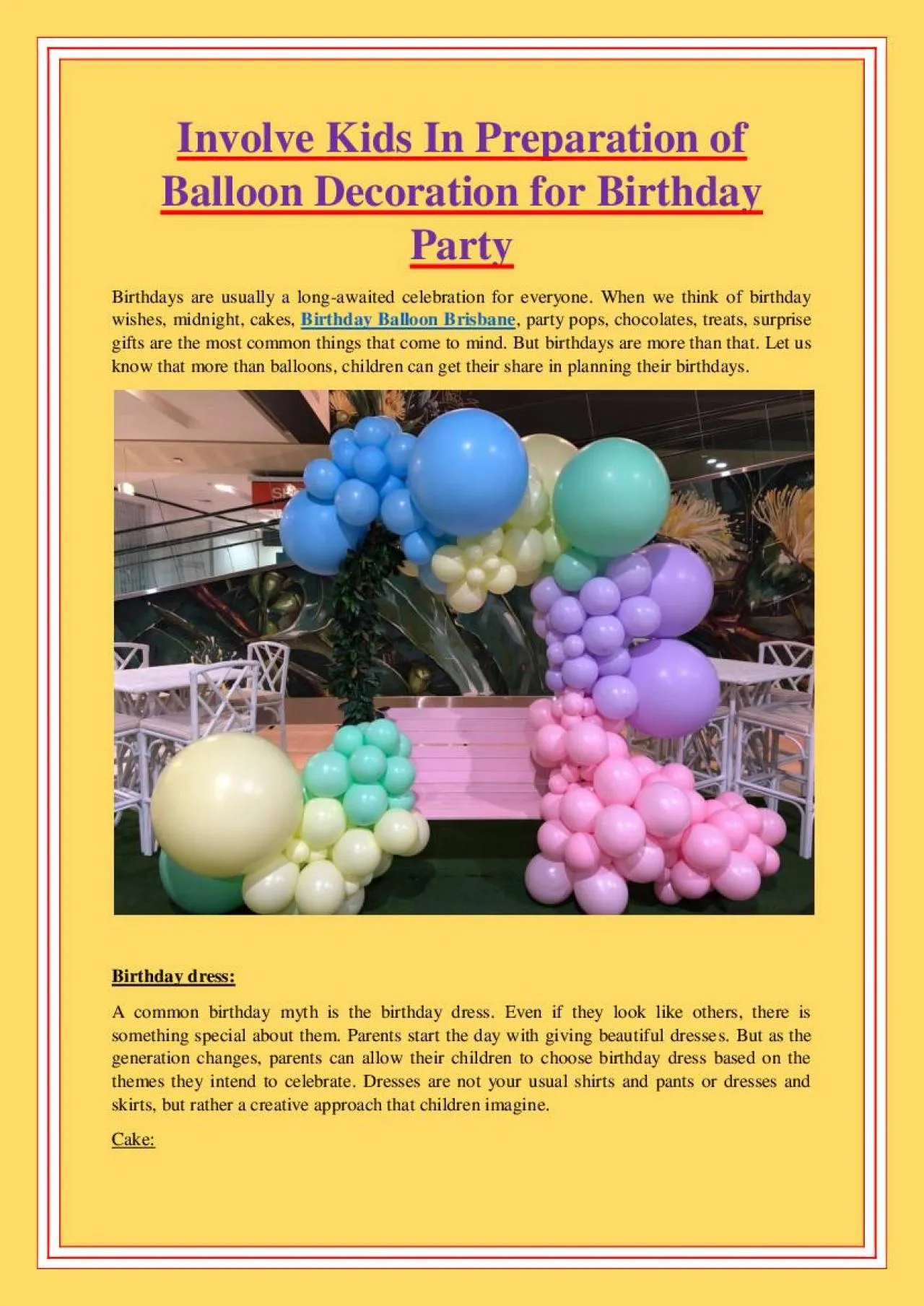 PDF-Involve Kids In Preparation of Balloon Decoration for Birthday Party