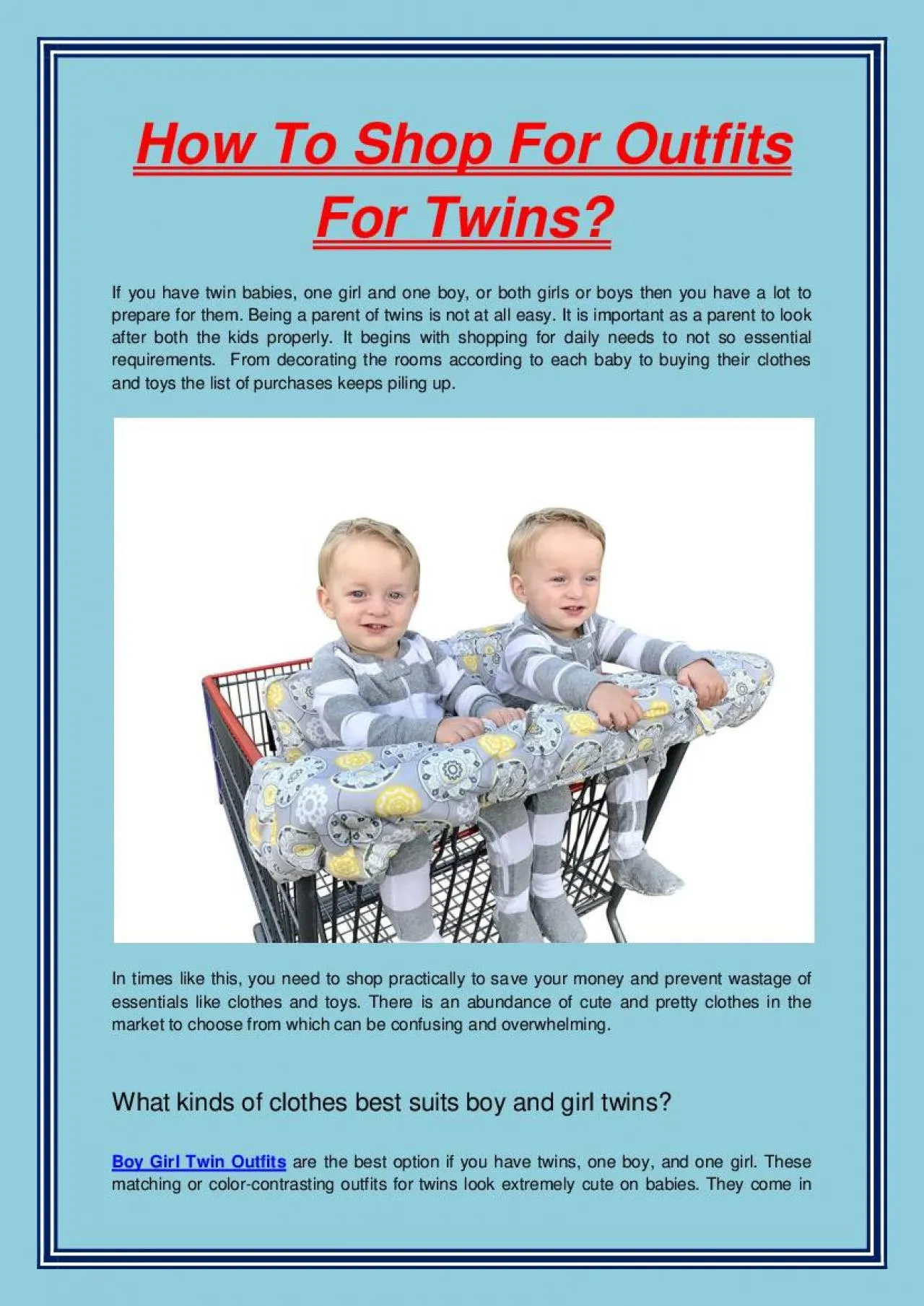 PDF-How To Shop For Outfits For Twins?