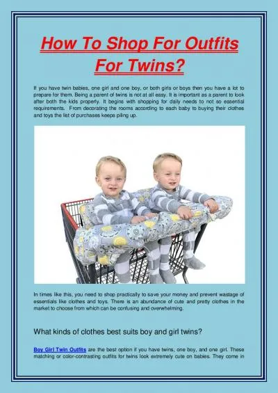 How To Shop For Outfits For Twins?