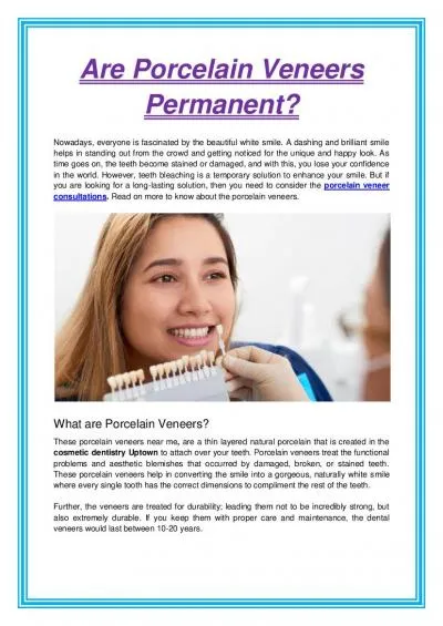 Are Porcelain Veneers Permanent?