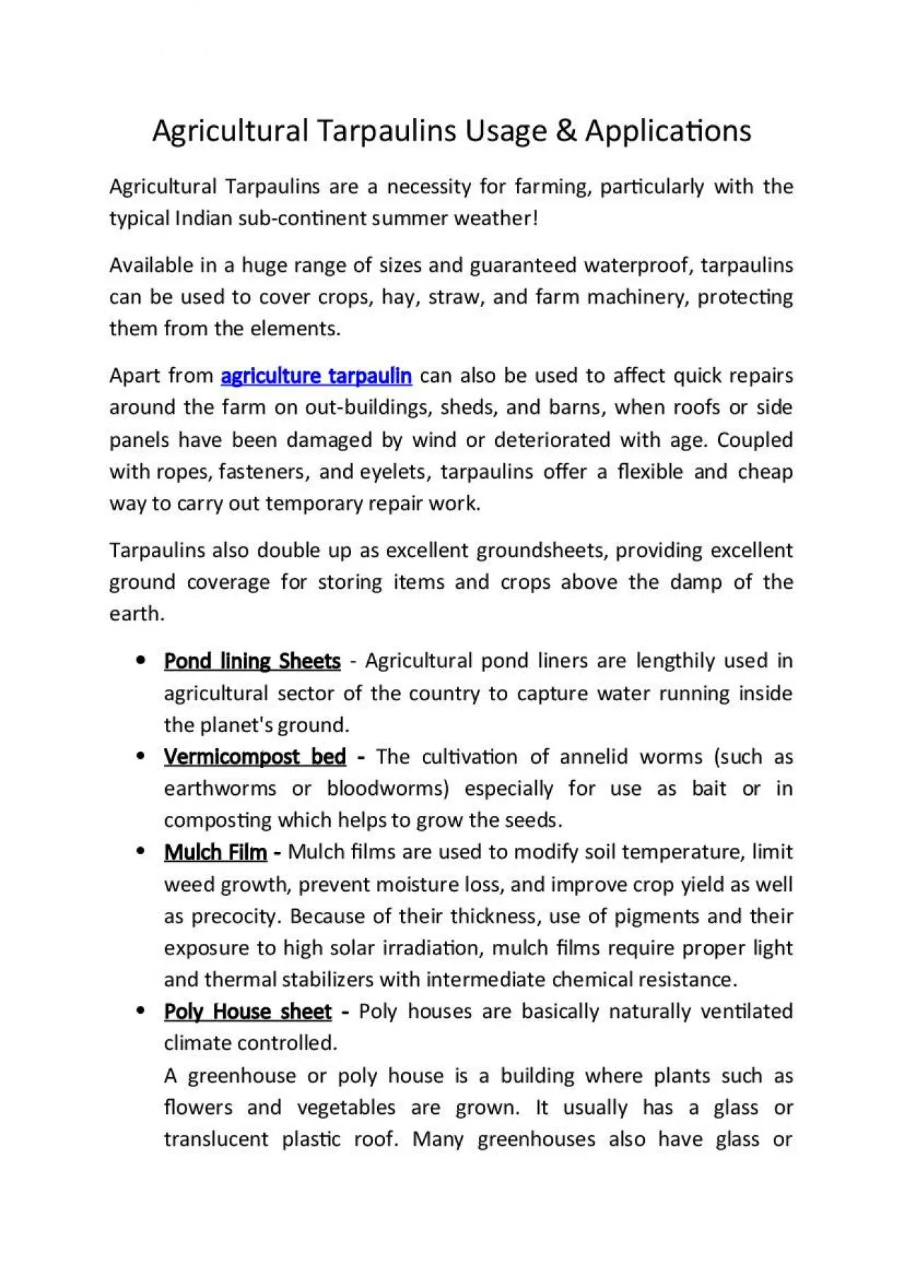 PDF-Agricultural tarpaulins usage & application