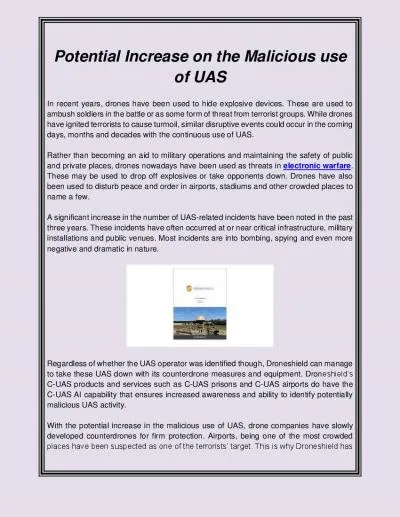 Potential Increase on the Malicious use of UAS