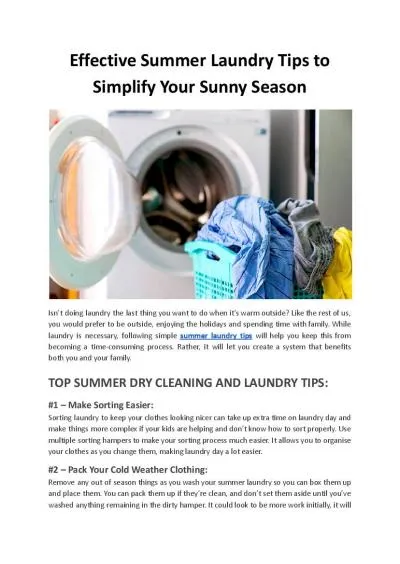 Effective Summer Laundry Tips to Simplify Your Sunny Season - Hello Laundry