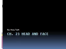 Ch. 23 Head and Face Ear, Nose, Teeth