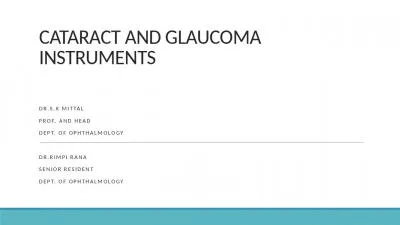 CATARACT AND GLAUCOMA INSTRUMENTS