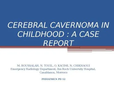 CEREBRAL  CAVERNOMA  IN CHILDHOOD : A CASE REPORT