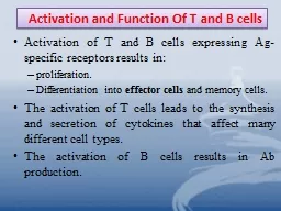 Activation and Function Of T and B cells