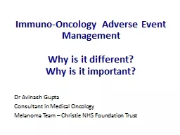 Immuno-Oncology Adverse Event Management