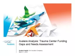 Avalere  Analysis: Trauma Center Funding Gaps and Needs Assessment